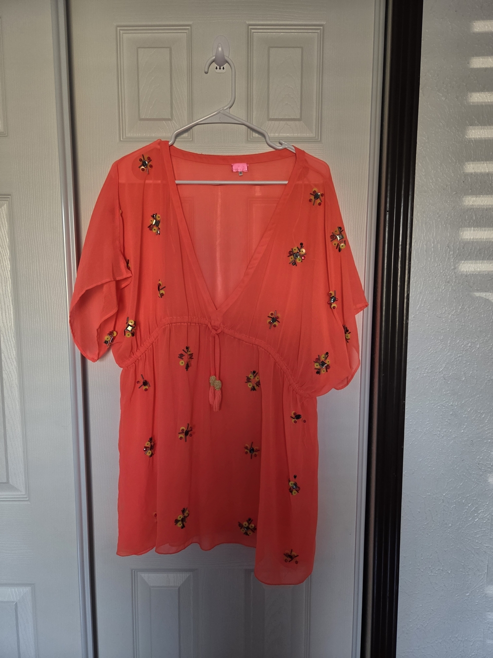 Floral Mini Dress in Red Large Like New